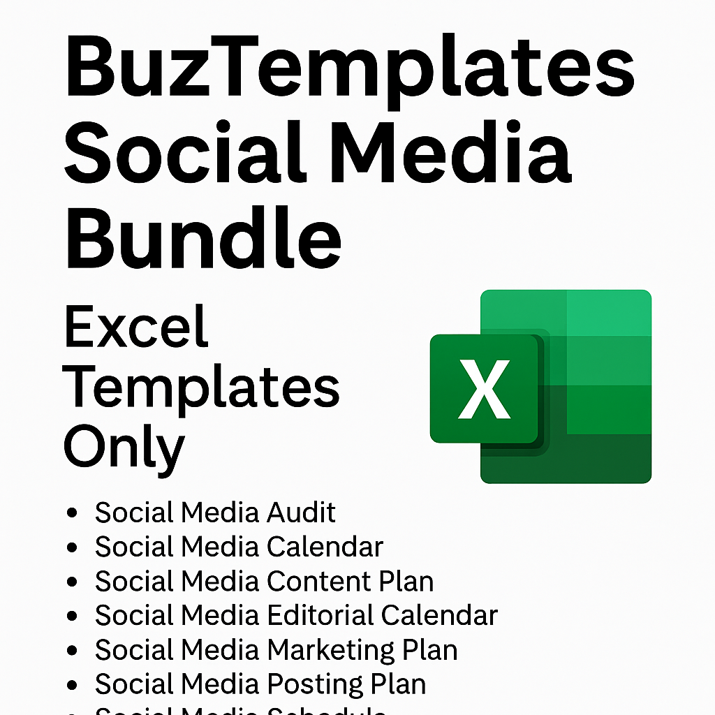 BuzTemplates Social Media Bundle - Excel Templates Only (8 Professional Tools)