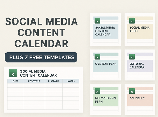 BuzTemplates Social Media Content Calendar- Excel Bundle (8 Professional Tools)